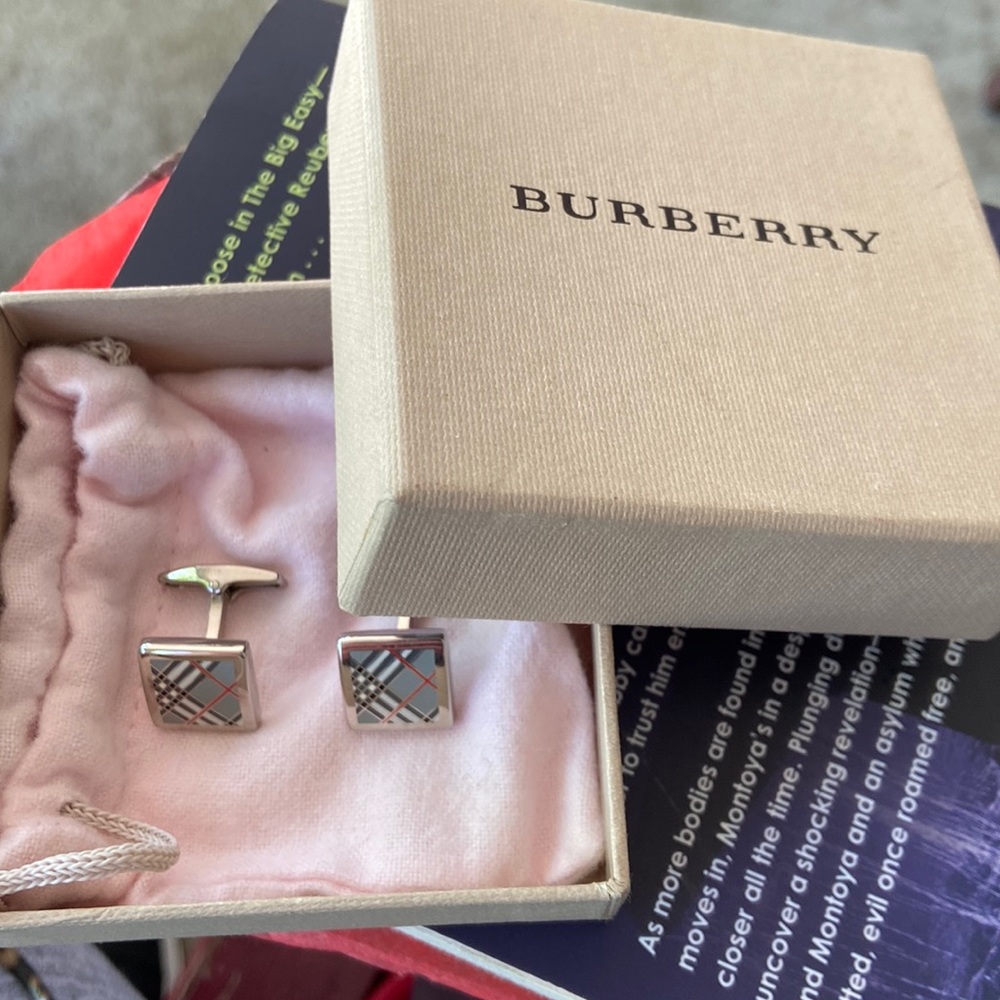 Burberry plaid cuff links